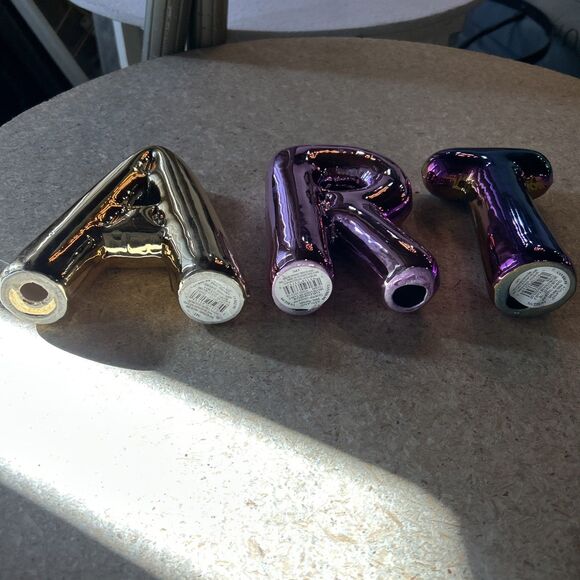 Ashland ART Decorative Letters Metallic Glass Gold Purple Home Decor Set - Picture 2 of 5